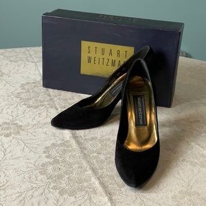 Stuart Weitzman Black Suede Vintage Heels 6.5 AA